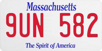MA license plate 9UN582