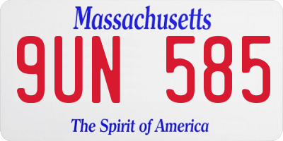 MA license plate 9UN585