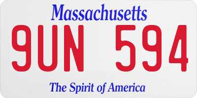 MA license plate 9UN594
