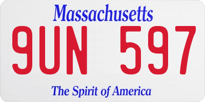 MA license plate 9UN597