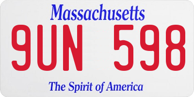 MA license plate 9UN598