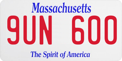 MA license plate 9UN600