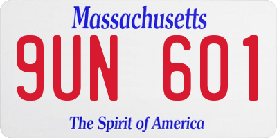 MA license plate 9UN601