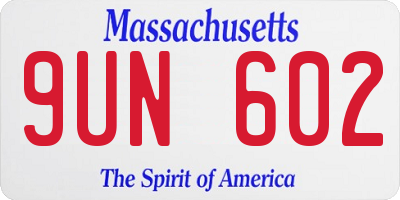 MA license plate 9UN602