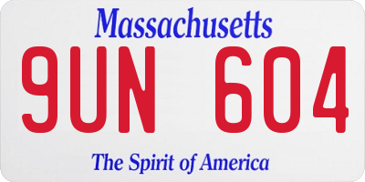 MA license plate 9UN604