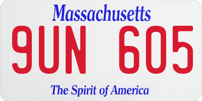 MA license plate 9UN605