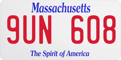 MA license plate 9UN608