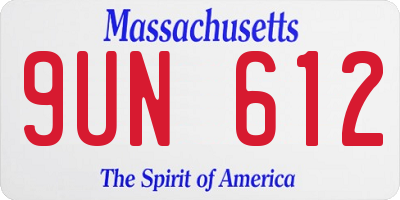 MA license plate 9UN612