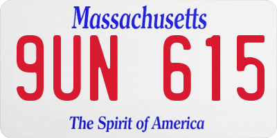 MA license plate 9UN615