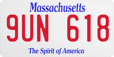 MA license plate 9UN618