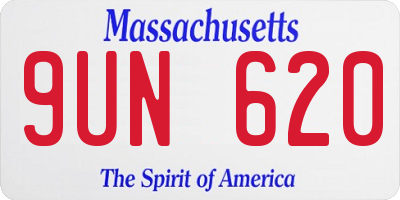 MA license plate 9UN620