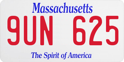 MA license plate 9UN625