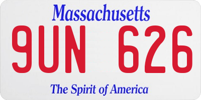 MA license plate 9UN626
