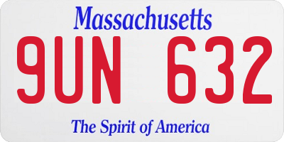 MA license plate 9UN632