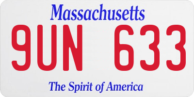 MA license plate 9UN633