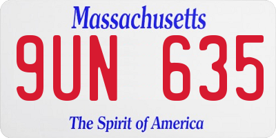 MA license plate 9UN635