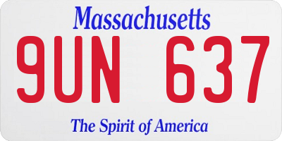 MA license plate 9UN637