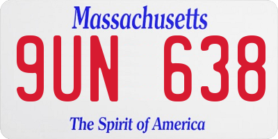MA license plate 9UN638