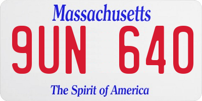 MA license plate 9UN640