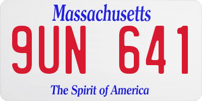 MA license plate 9UN641