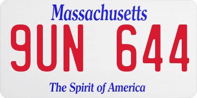 MA license plate 9UN644