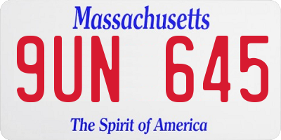 MA license plate 9UN645