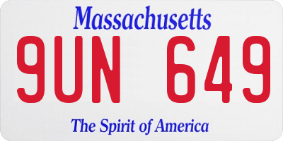 MA license plate 9UN649