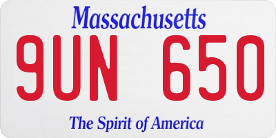 MA license plate 9UN650