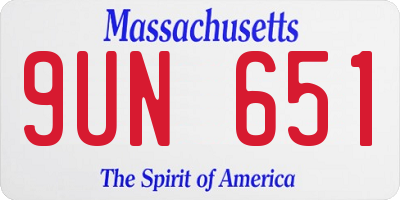 MA license plate 9UN651