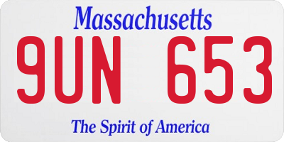 MA license plate 9UN653