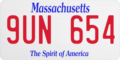 MA license plate 9UN654