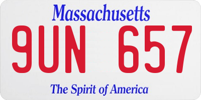 MA license plate 9UN657