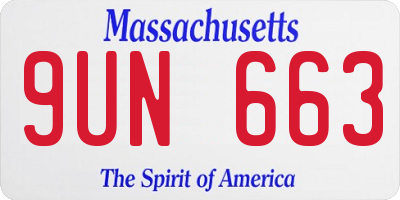 MA license plate 9UN663