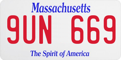 MA license plate 9UN669