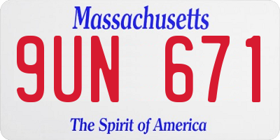 MA license plate 9UN671