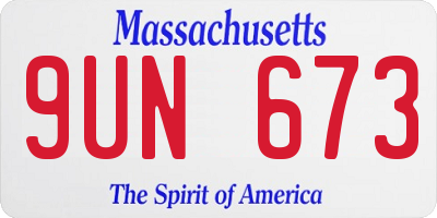 MA license plate 9UN673