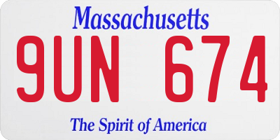 MA license plate 9UN674