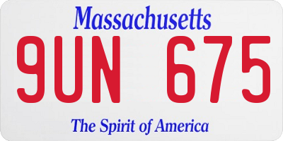 MA license plate 9UN675
