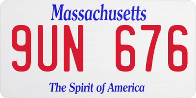 MA license plate 9UN676