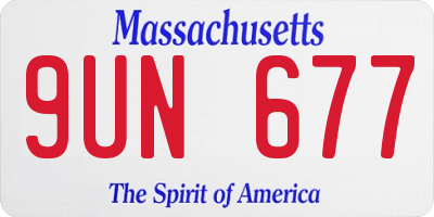 MA license plate 9UN677