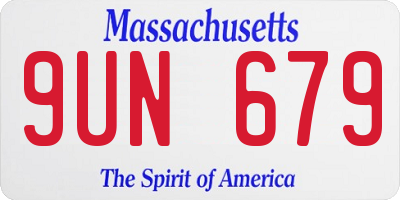 MA license plate 9UN679