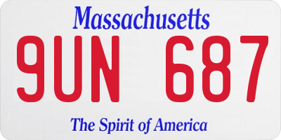 MA license plate 9UN687