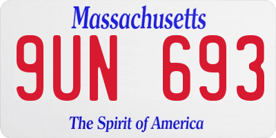 MA license plate 9UN693