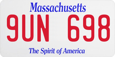MA license plate 9UN698