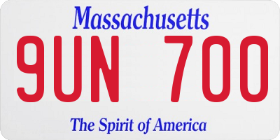 MA license plate 9UN700