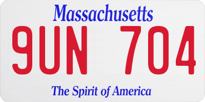 MA license plate 9UN704