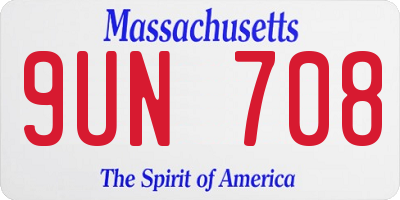 MA license plate 9UN708