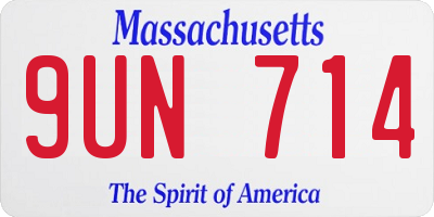 MA license plate 9UN714