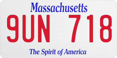 MA license plate 9UN718