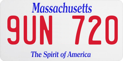 MA license plate 9UN720